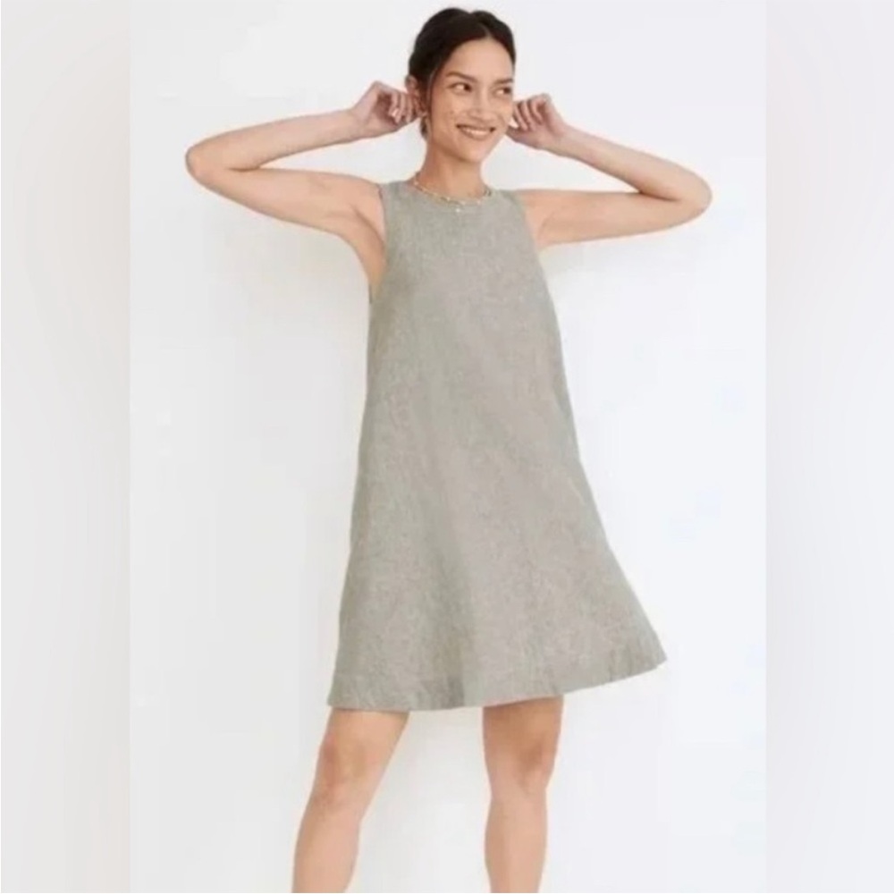 Madewell Elegant Gray Linen Sleeveless Dress
